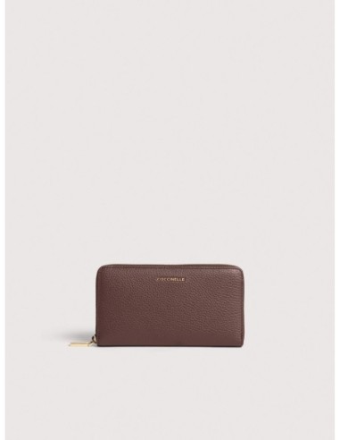 Portafoglio grande con zip in pelle con grana Coccinelle Metallic Large – Berry - foto 1