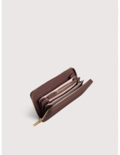 Portafoglio grande con zip in pelle con grana Coccinelle Metallic Large – Berry - foto 1 2