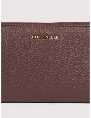 Portafoglio grande con zip in pelle con grana Coccinelle Metallic Large – Berry - foto 3