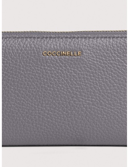 Portafoglio grande con zip in pelle con grana Coccinelle Metallic Large – Stove - foto 3
