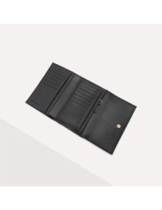 Portafoglio medio con patta in pelle con grana Coccinelle Metallic Medium – Noir - foto 1 2