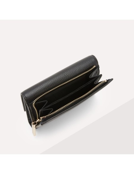 Portafoglio medio con patta in pelle con grana Coccinelle Metallic Medium – Noir - foto 3