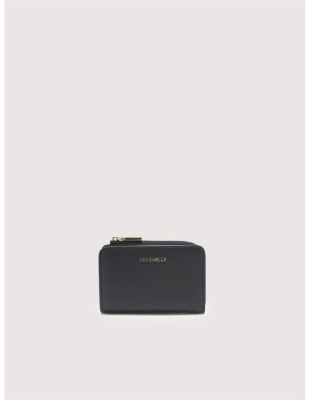 Portafoglio piccolo in pelle con grana Coccinelle Metallic Small – Noir - foto 1