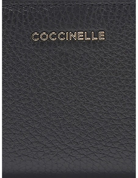 Portafoglio piccolo in pelle con grana Coccinelle Metallic Small – Noir - foto 3