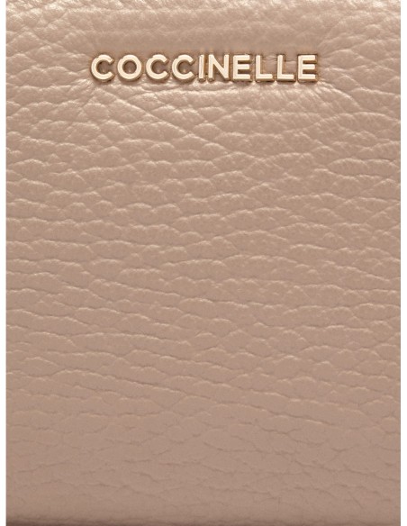 Portafoglio piccolo in pelle con grana Coccinelle Metallic Small – Warm Taupe - foto 3