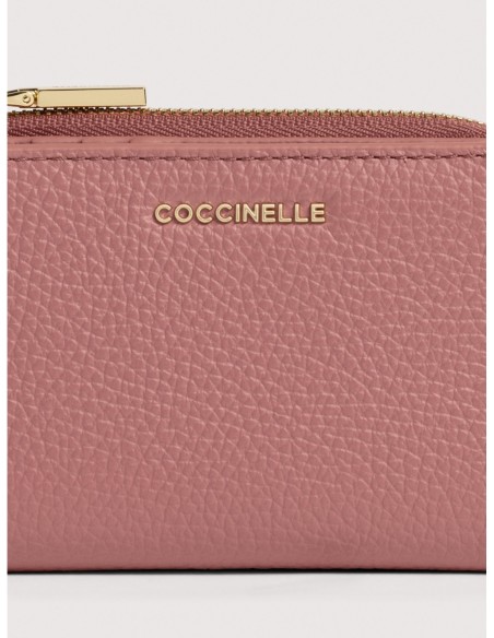 Portafoglio piccolo in pelle con grana Coccinelle Metallic Small – Winter Rose - foto 3