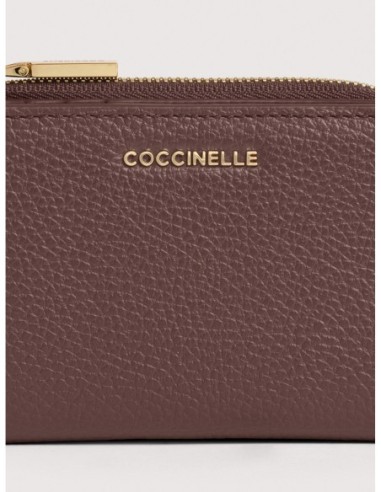 Portafoglio piccolo in pelle con grana Coccinelle Metallic Small – Berry - foto 3