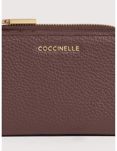 Portafoglio piccolo in pelle con grana Coccinelle Metallic Small – Berry - foto 3