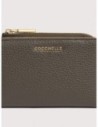 Portafoglio piccolo in pelle con grana Coccinelle Metallic Small – Fango