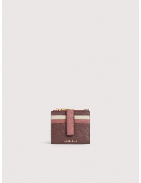Portafoglio compatto in pelle tricolore Coccinelle Metallic Medium – Berry/Winter Rose/Eucalipto - foto 1