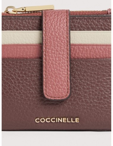 Portafoglio compatto in pelle tricolore Coccinelle Metallic Medium – Berry/Winter Rose/Eucalipto - foto 4