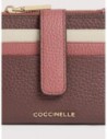 Portafoglio compatto in pelle tricolore Coccinelle Metallic Medium – Berry/Winter Rose/Eucalipto
