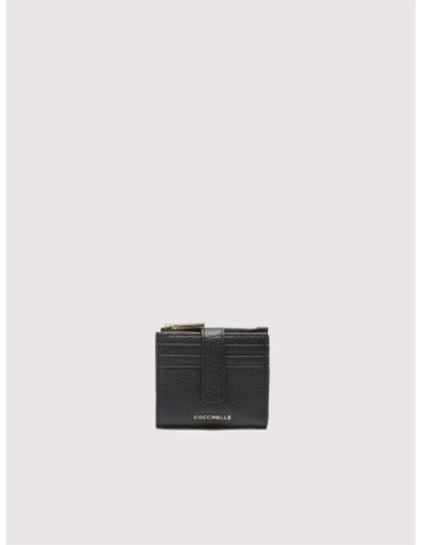 Portafoglio compatto in pelle con grana Coccinelle Metallic Medium – Noir - foto 1