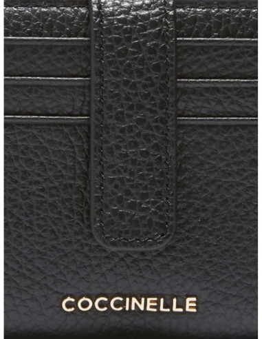 Portafoglio compatto in pelle con grana Coccinelle Metallic Medium – Noir - foto 3