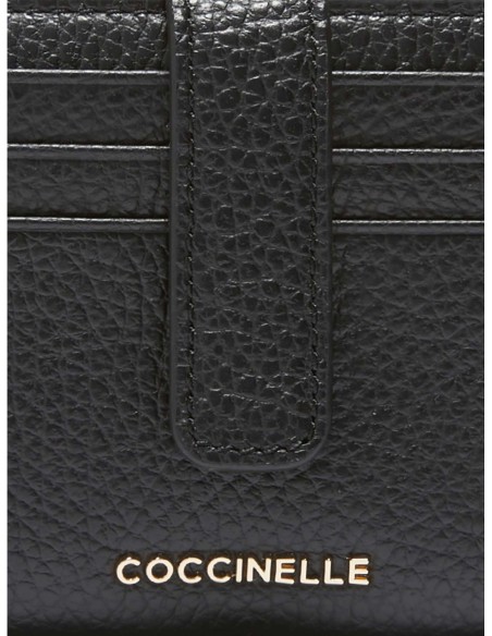 Portafoglio compatto in pelle con grana Coccinelle Metallic Medium – Noir - foto 3