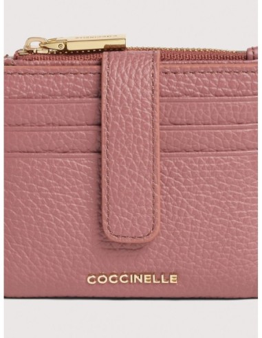 Portafoglio compatto in pelle con grana Coccinelle Metallic Medium – Winter Rose - foto 3
