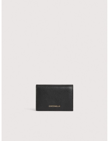 Portafoglio piccolo con bottone in pelle con grana Coccinelle Metallic Small – Noir - foto 1