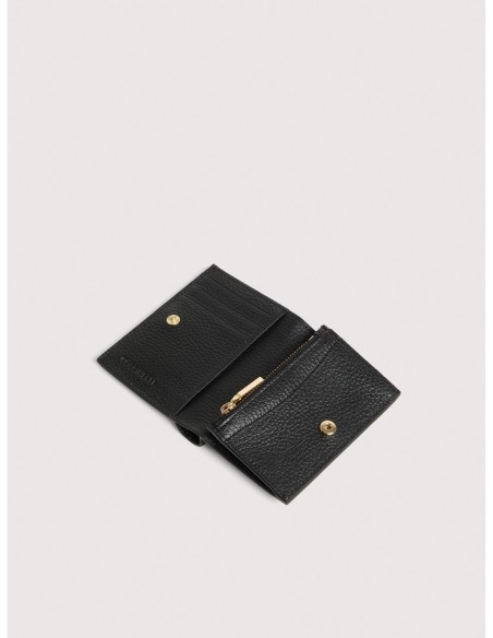 Portafoglio piccolo con bottone in pelle con grana Coccinelle Metallic Small – Noir - foto 2