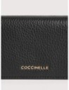 Portafoglio piccolo con bottone in pelle con grana Coccinelle Metallic Small – Noir