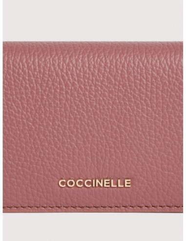 Portafoglio piccolo con bottone in pelle con grana Coccinelle Metallic Small – Winter Rose - foto 4