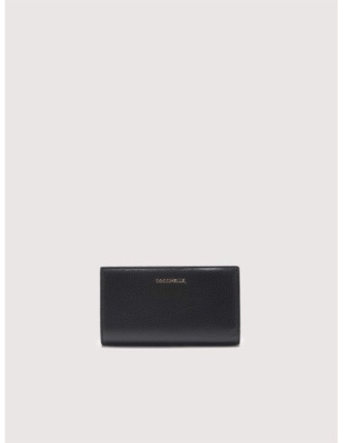 Portafoglio medio in pelle con grana Coccinelle Metallic Large – Noir - foto 1