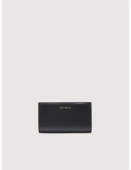 Portafoglio medio in pelle con grana Coccinelle Metallic Large – Noir - foto 1