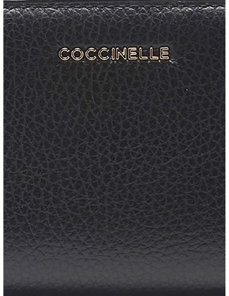 Portafoglio medio in pelle con grana Coccinelle Metallic Large – Noir - foto 3