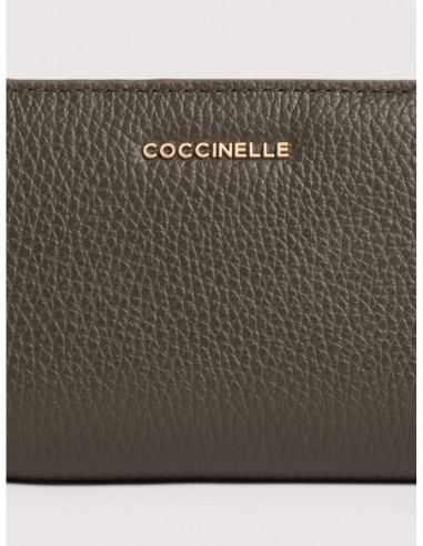 Portafoglio medio in pelle con grana Coccinelle Metallic Large – Fango - foto 3
