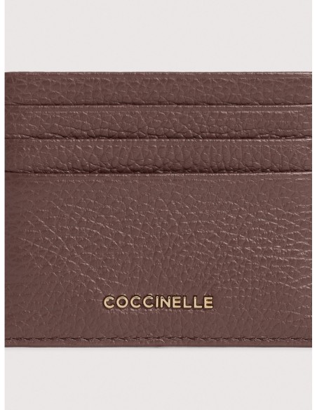 Portacarte in pelle con grana Coccinelle Metallic Small – Berry - foto 4