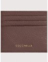 Portacarte in pelle con grana Coccinelle Metallic Small – Berry