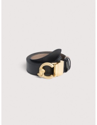 Cintura reversibile in pelle bicolore Coccinelle C-Me – Noir/Warm Taupe - foto 1