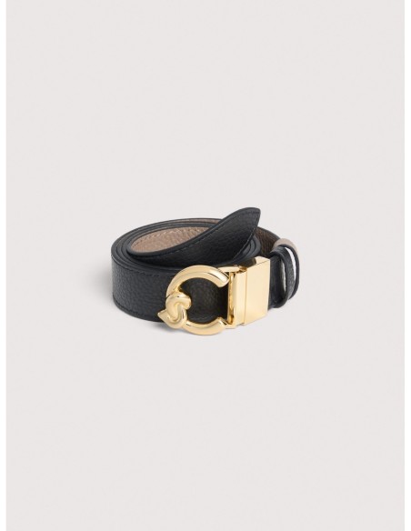 Cintura reversibile in pelle bicolore Coccinelle C-Me – Noir/Warm Taupe - foto 1
