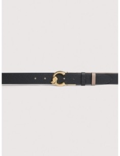 Cintura reversibile in pelle bicolore Coccinelle C-Me – Noir/Warm Taupe - foto 1 2