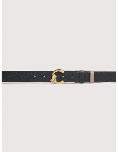 Cintura reversibile in pelle bicolore Coccinelle C-Me – Noir/Warm Taupe - foto 2