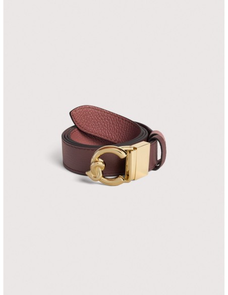 Cintura reversibile in pelle bicolore Coccinelle C-Me – Berry/Winter Rose - foto 1