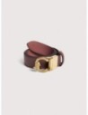 Cintura reversibile in pelle bicolore Coccinelle C-Me – Berry/Winter Rose
