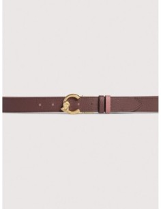 Cintura reversibile in pelle bicolore Coccinelle C-Me – Berry/Winter Rose - foto 1 2