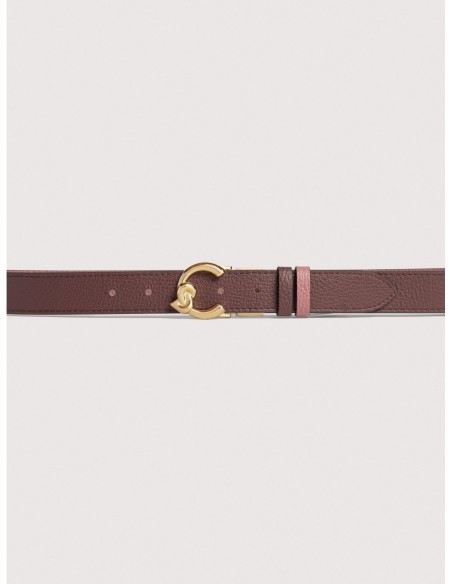 Cintura reversibile in pelle bicolore Coccinelle C-Me – Berry/Winter Rose - foto 2