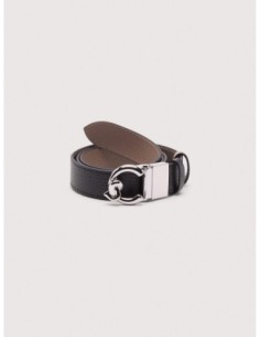 Cintura reversibile in pelle bicolore con fibbia nichel Coccinelle C-Me – Noir/Warm Taupe - foto 1