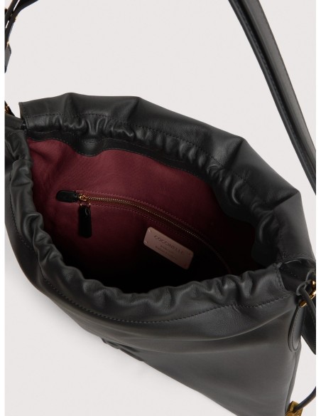 Borsa a spalla piatta in pelle liscia Coccinelle Lidia Medium – Noir - foto 3