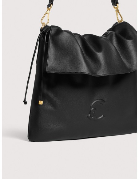 Borsa a spalla piatta in pelle liscia Coccinelle Lidia Medium – Noir - foto 4