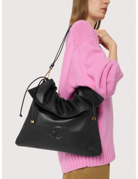 Borsa a spalla piatta in pelle liscia Coccinelle Lidia Medium – Noir - foto 5