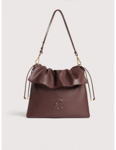 Borsa a spalla piatta in pelle liscia Coccinelle Lidia Medium – Berry - foto 1