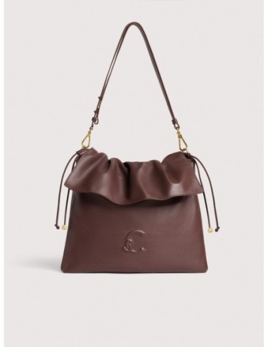 Borsa a spalla piatta in pelle liscia Coccinelle Lidia Medium – Berry - foto 1