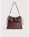 Borsa a spalla piatta in pelle liscia Coccinelle Lidia Medium – Berry