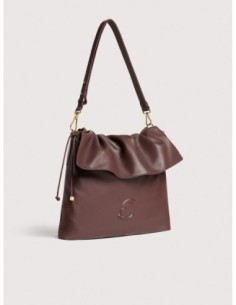Borsa a spalla piatta in pelle liscia Coccinelle Lidia Medium – Berry - foto 1 2