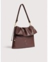 Borsa a spalla piatta in pelle liscia Coccinelle Lidia Medium – Berry
