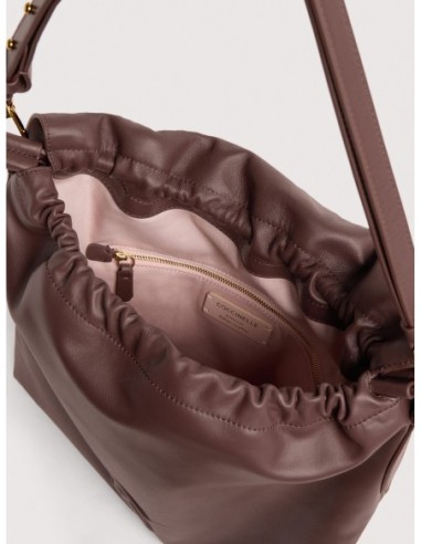 Borsa a spalla piatta in pelle liscia Coccinelle Lidia Medium – Berry - foto 3