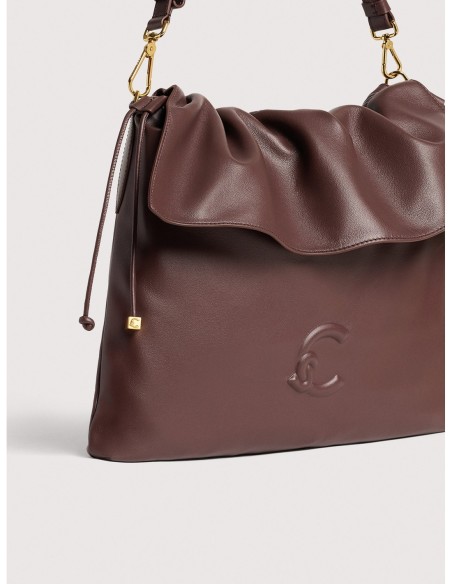 Borsa a spalla piatta in pelle liscia Coccinelle Lidia Medium – Berry - foto 4