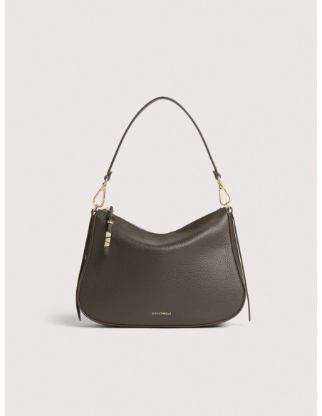 Borsa hobo in pelle con grana Coccinelle Nory Small – Fango - foto 1